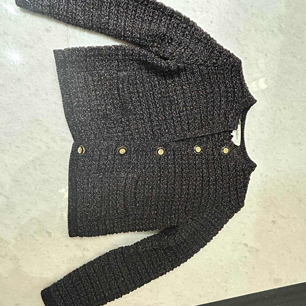 BASH An iconic French cardigan/sweater black with Gold Accents